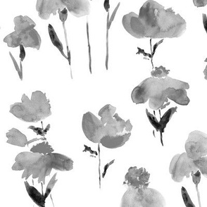 noir bold bloom - watercolor grey summer flowers p298-7