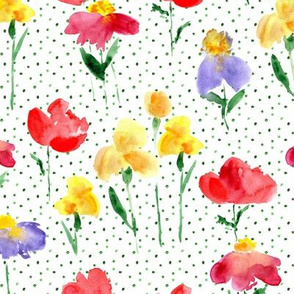 Bold bloom with dots - watercolor summer flowers