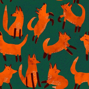 Orange foxes watercolor