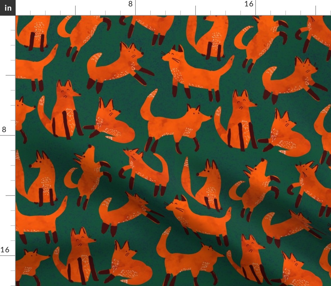 Orange foxes watercolor