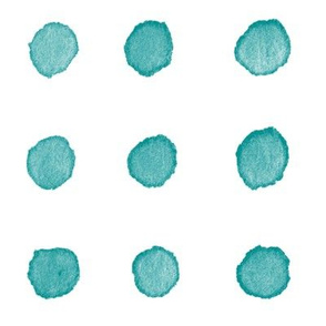 Watercolor Dots in Teal Blue (xl scale) | Watercolor fabric, hand painted polka dots, dotty pattern fabric in blue green on white, turquoise blue watercolor.