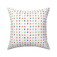 Rainbow Watercolor Dots | Bright and colorful watercolor fabric, hand painted multicolor polka dots, dotty rainbow fabric, painted circles fabric.