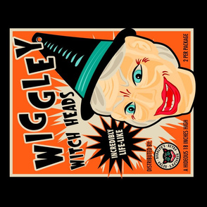 Wiggley Witch Heads Tea Towel