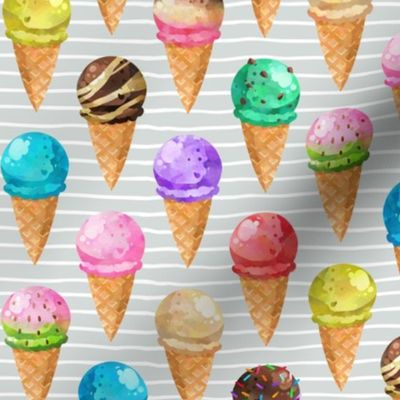 Yummy Ice Cream Cones (frost gray stripe) LARGE scale