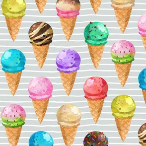 Yummy Ice Cream Cones (frost gray stripe) LARGE scale