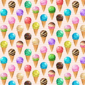 Yummy Ice Cream Cones (baby pink stripe) SMALLER scale