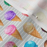 Yummy Ice Cream Cones (frost gray stripe) MEDIUM scale