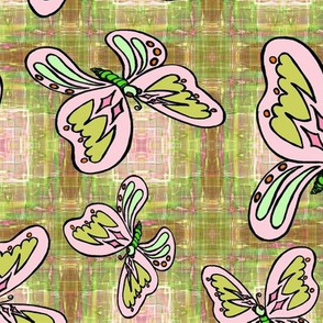 BUTTERFLIES PLAID 1 lime 