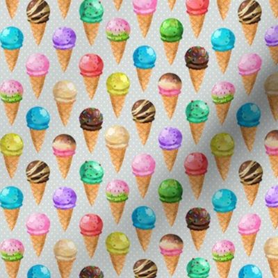 Yummy Ice Cream Cones (frost gray dot) SMALLER scale