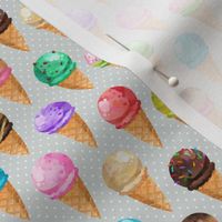 Yummy Ice Cream Cones (frost gray dot) SMALLER scale