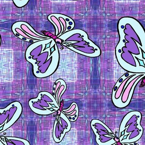 BUTTERFLIES PLAID 1 purple blue