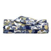 Midsummer Cats Large- Cat and Flowers- Vintage Japanese Floral- Home Decor- Wallpaper- White- Indigo Blue- Navy Blue- Gold- Yellow