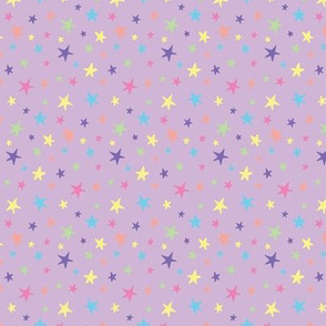 Rainbow Stars on Lavender - Small Scale