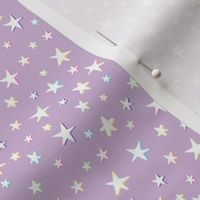 Rainbow Stars on Lavender - White Shadow - Small Scale