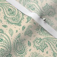 Green Paisley on Champagne