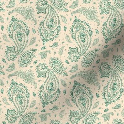 Green Paisley on Champagne