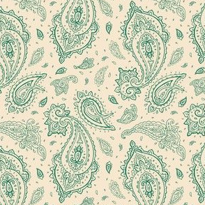 Green Paisley on Champagne