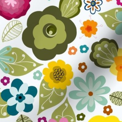 Kitsch 70s Flowers-Multicoloured