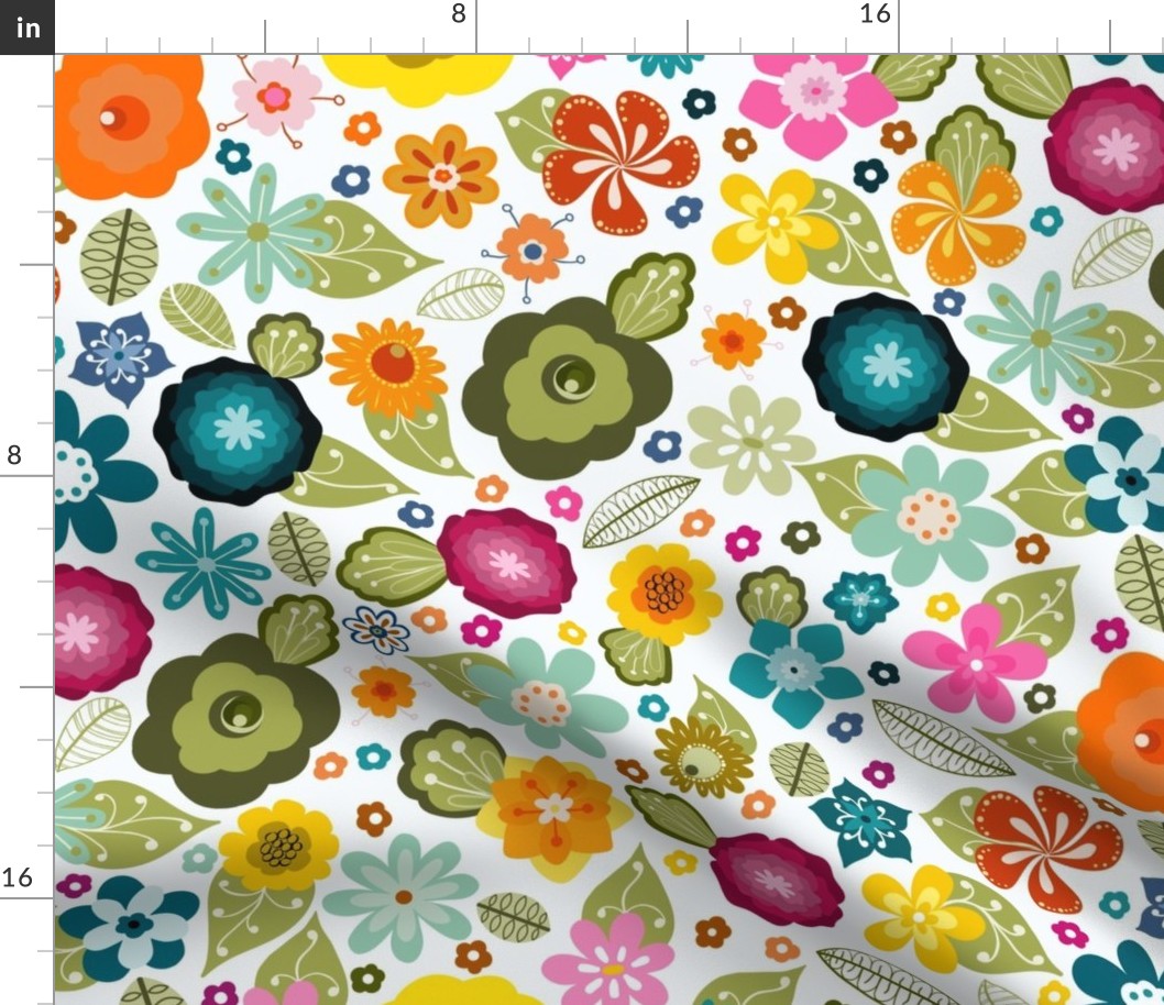 Kitsch 70s Flowers-Multicoloured