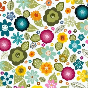 Kitsch 70s Flowers-Multicoloured-Smaller