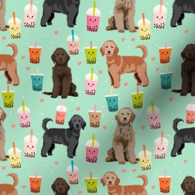 golden doodle boba fabric - dog fabric - mint