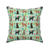 golden doodle boba fabric - dog fabric - mint