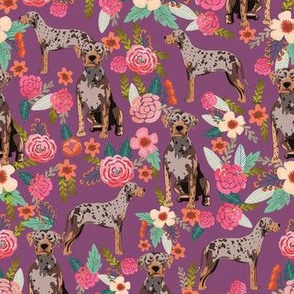 louisiana catahoula leopard dog floral fabric - purple