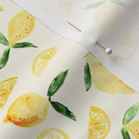 Lemon in zest - watercolor citrus on cream p299