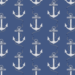 White anchors on blue 