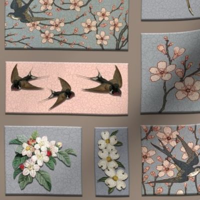 BLOSSOMS _ SWALLOWS (TAUPE)