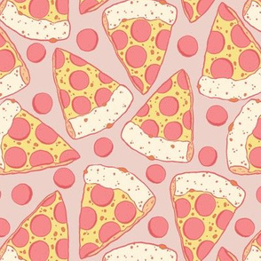 Pastel Pink Pepperoni Pizza Party on Blush - Medium