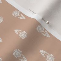 daisy block print fabric - sfx1213 almond