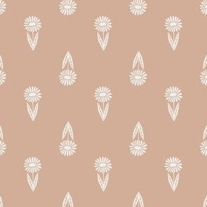 daisy block print fabric - sfx1213 almond