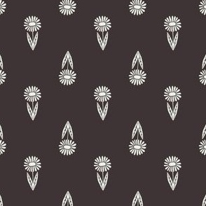 daisy block print fabric - sfx1111 coffee