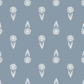 daisy block print fabric - sfx4013 denim