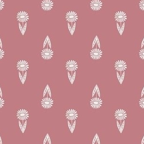 daisy block print fabric - sfx1610 dusty rose