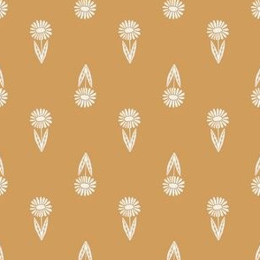 daisy block print fabric - sfx1144, oak leaf