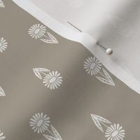 daisy block print fabric - sfx0906 taupe
