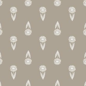 daisy block print fabric - sfx0906 taupe