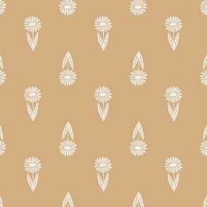 daisy block print fabric - sfx1225 wheat