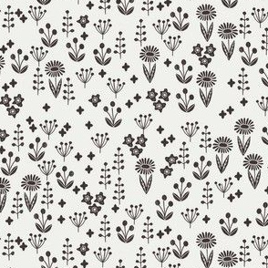 meadow floral - autumn floral fabric -sfx1111 coffee