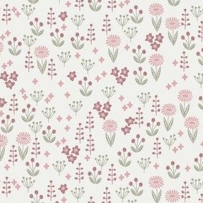 meadow floral - autumn floral fabric -sfx1611 powder, sfx1718 clover