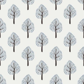 tree fabric - interiors fabric - tree wallpaper - sfx4013 denim blue