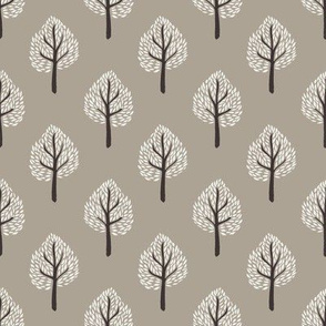 tree fabric - interiors fabric - tree wallpaper -sfx0906 taupe