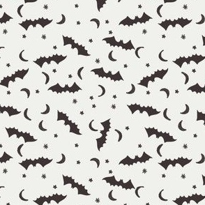 TINY - bats fabric - halloween bats moon and stars design - coffee sfx1111