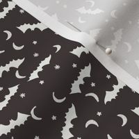 TINY - bats fabric - halloween bats moon and stars design - coffee sfx1111