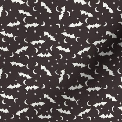 TINY - bats fabric - halloween bats moon and stars design - coffee sfx1111