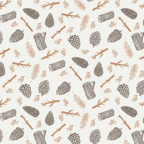 SMALL - pinecone fabric - fall autumn design - caramel pinecone - sfx1346, pinecones fabric, winter fabric, nature fabric, minimal nature fabric, earth toned fabric