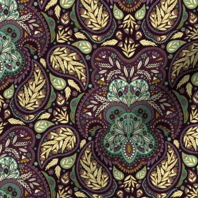 Paisley Pattern in Teal, Purple & Mustard