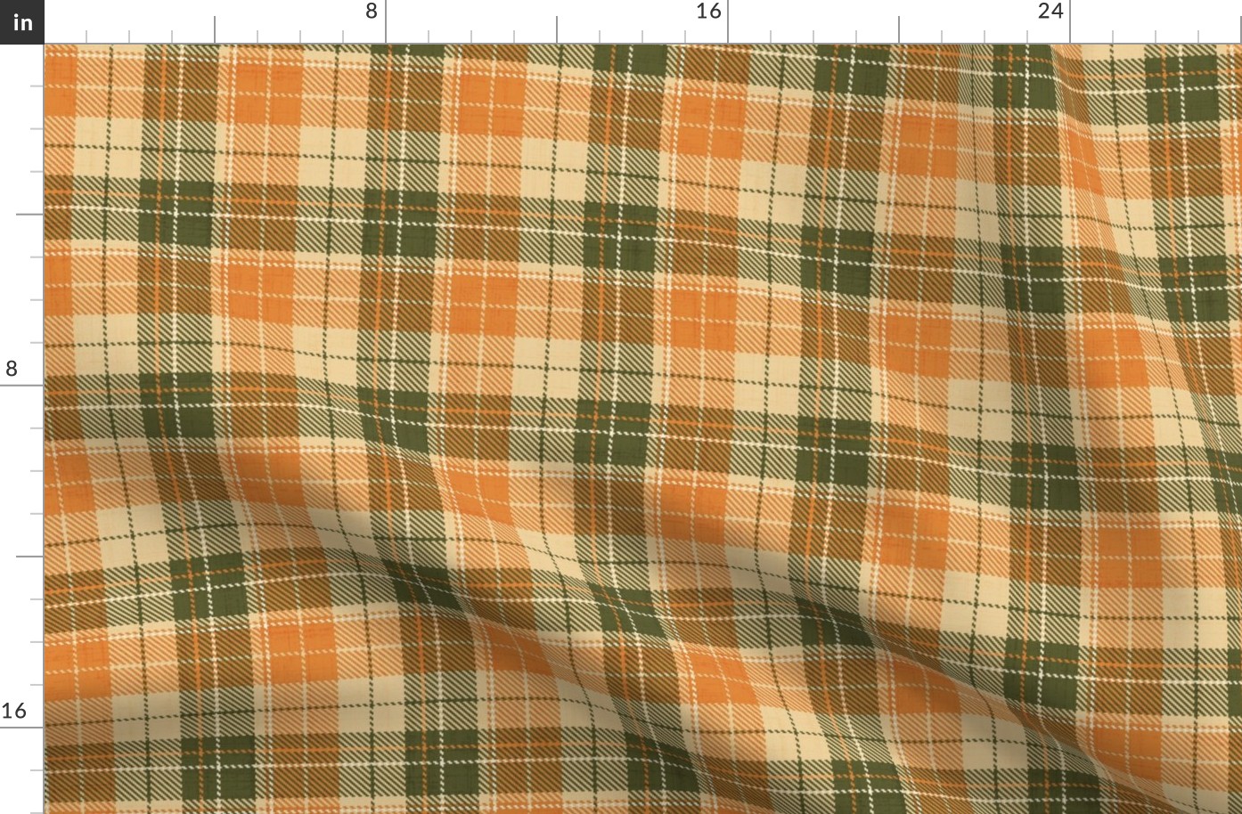 Headmaster Tartan Plaid Orange Olive Green Small Size